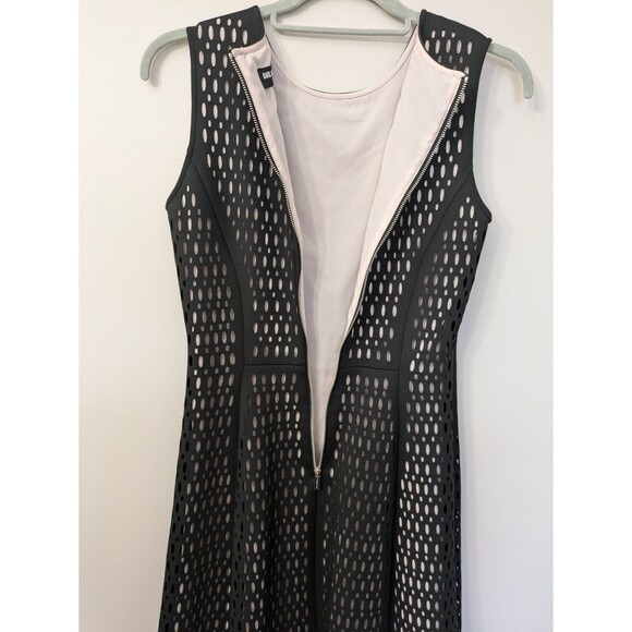 Karl Lagerfeld Paris Black Fit & Flare Dress Laser Cut Eyelet Size Approx XS - Picture 5 of 12